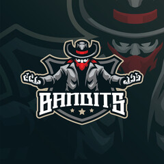 Bandits mascot logo design vector with modern illustration concept style for badge, emblem and t shirt printing. Bandits illustration for sport and esport team.