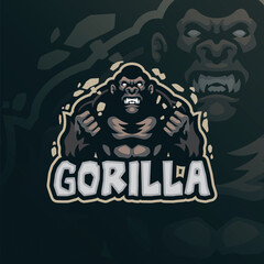Gorilla mascot logo design vector with modern illustration concept style for badge, emblem and t shirt printing. Angry gorilla illustration.