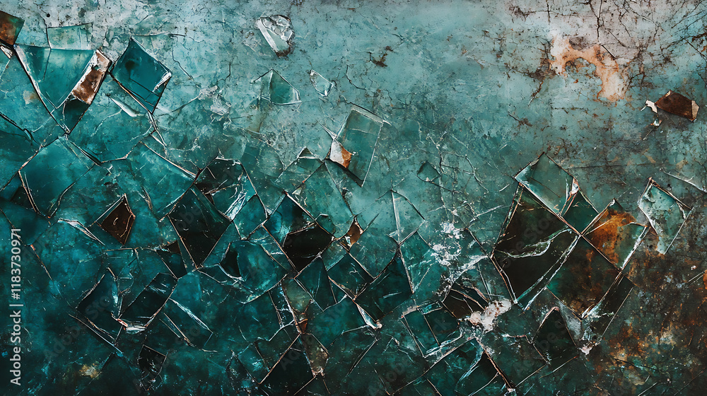 Aufkleber broken glass overlay, fractured display texture, dark distorted crushed aged digital device screen w