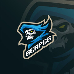 Reaper mascot logo design vector with modern illustration concept style for badge, emblem and t shirt printing. Reaper head illustration.