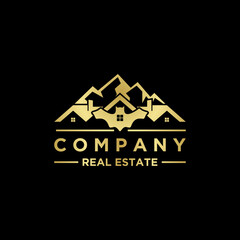 The combination of a bat mountain and a house, makes a luxurious logo for your company.