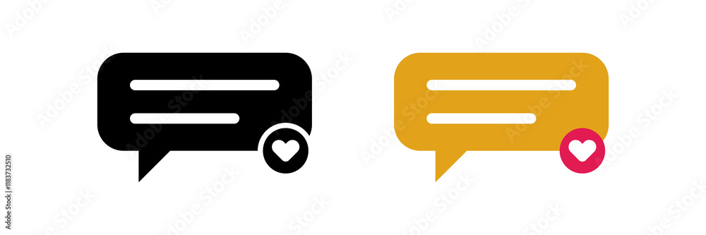 Poster chat icon heart like speech bubble symbol favorite chat message icons - talk message love bubble cha