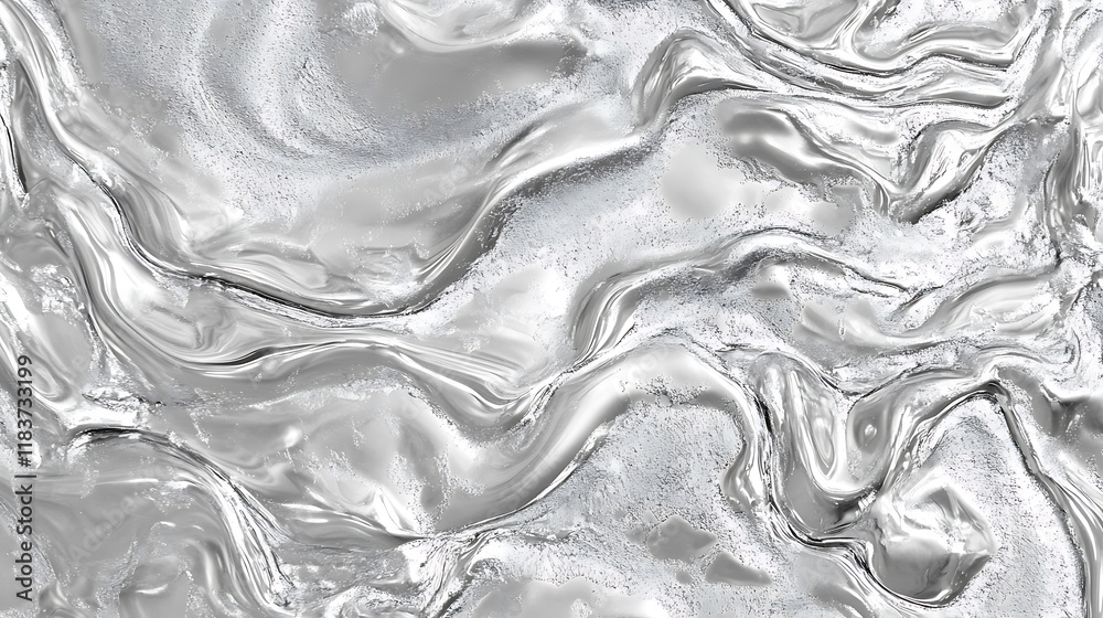 Poster close up texture of liquid glossy silver metal fluid gradient waves abstract background