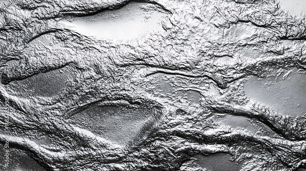 Poster close up texture of liquid glossy silver metal fluid gradient waves abstract background