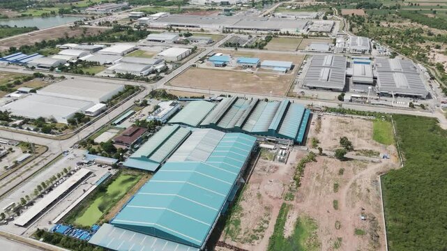 Drone footage industrial estate at the rural place