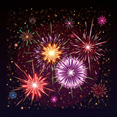 Naklejka premium Fireworks and Firecrackers Lunar Chinese New Year Festive Backgrounds: Often include bright red or gradient gold tones, evoking the vibrance of the celebration. Some designs add fireworks or tradition