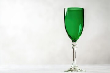 Isolated green matte champagne glass on white background Space available for text Suitable for a cocktail menu