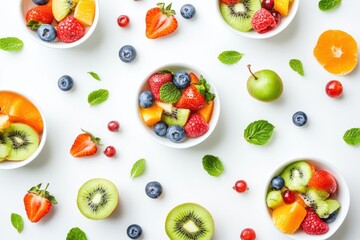 isolated white background fruit salad