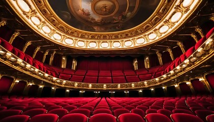 Obraz premium Ornate Theater Auditorium with Red Velvet Seating