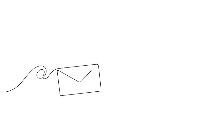 flying paper plane and letter envelope one line drawing continuous minimalism 4K animation motion graphics