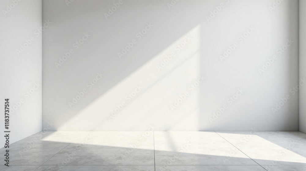 Poster Empty Room with Sunlight Streaming Through Window Illuminating Plain Walls and Floor