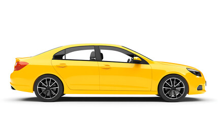 Fototapeta premium Generic and unbranded yellow car isolated on a white background