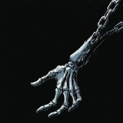Chained Skeletal Hand Reaching Outward