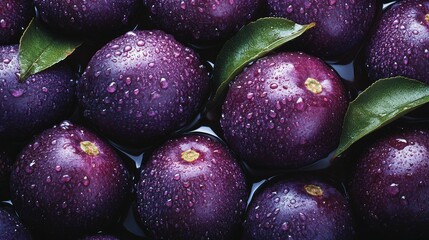 Juicy Purple Fruits with Water Droplets