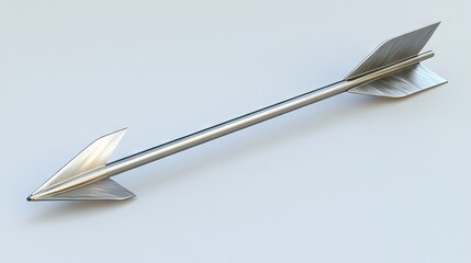Metallic Arrow with Sharp Point, Isolated on White Background