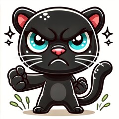Fototapeta premium Cute Angry Panther Cartoon Vector Icon Illustration
