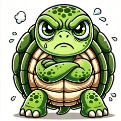 Fototapeta premium Cute Angry Tortoise Cartoon Vector Icon Illustration
