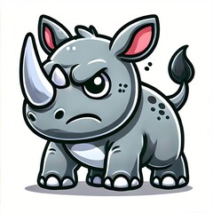 Fototapeta premium Cute Angry Rhino Cartoon Vector Icon Illustration
