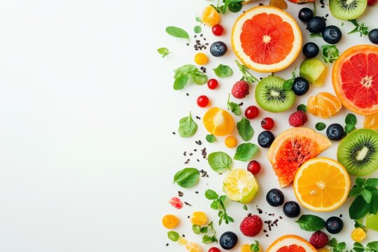 New fruit salad on light backdrop