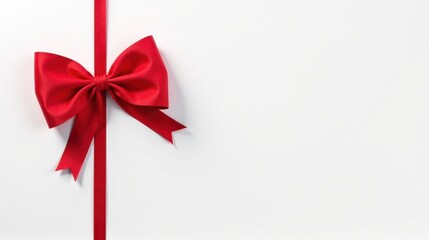 Elegant Red Ribbon Bow on White Background Perfect for Festive Occasions