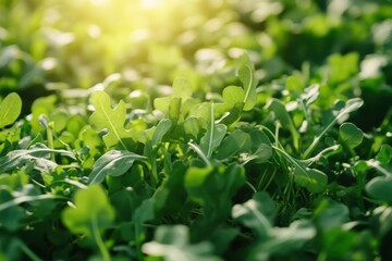 Obraz premium Newly grown arugula Vegetable gardening