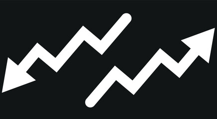  Percent arrow icon. Growth, increase, decrease arrow filled icons. Up arrows, down arrows. Vector