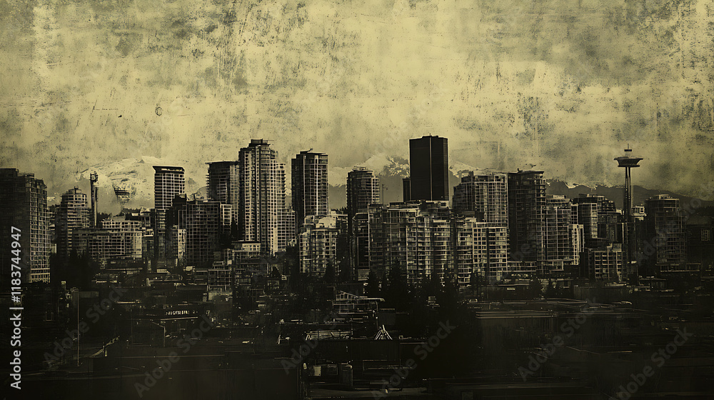 Poster Old photo of a black grunge texture, background image with copy space