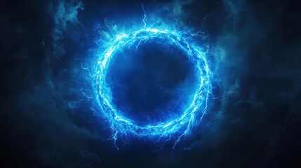 Fototapeta premium Mystical Energy Circle: A Stunning Visual of Electric Power in the Dark Clouds