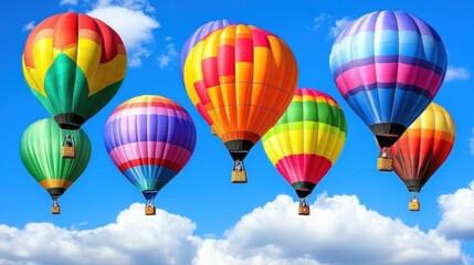 Obraz premium Colorful Hot Air Balloons Soaring Through a Vivid Sky