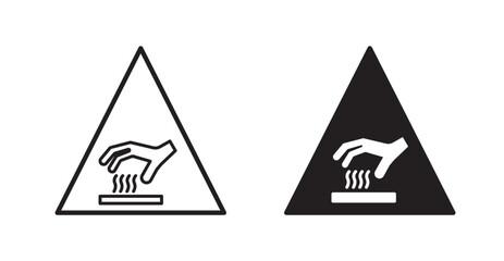 Caution hot surface signs set vector graphics designs