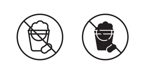 Cleaning bucket with sponge signs set vector graphics designs