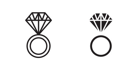 Diamond ring icon set vector graphics designs
