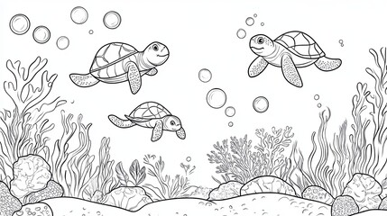 Fototapeta premium Ocean Adventure Coloring Page for Kids