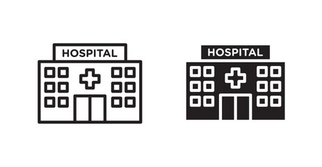 Hospital building icon set vector graphics designs