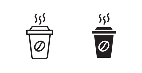 Hot coffee cup icon set vector graphics designs