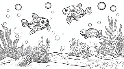 Fototapeta premium Ocean Adventure Coloring Page for Kids