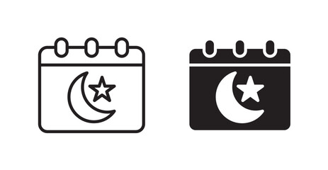 Islamic calendar icon set vector graphics designs