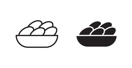 Islamic food date icon set vector graphics designs