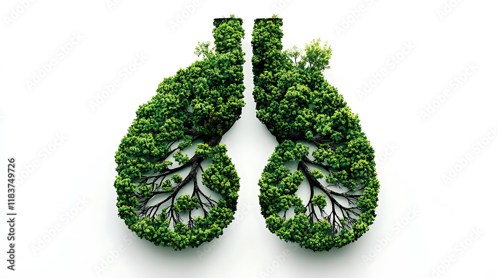 Poster view of a forest in a shape of lungs