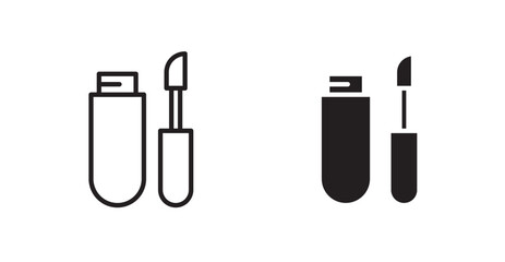 Lip gloss icon set vector graphics designs