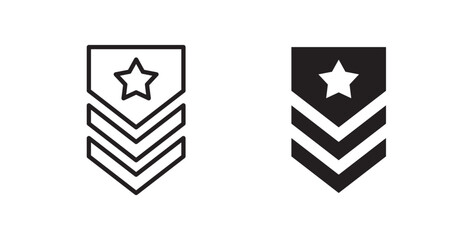 Military rank badge icon set vector graphics designs