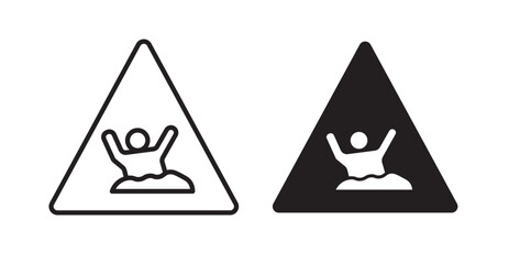 Mud warning signs set vector graphics designs