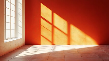 Obraz premium Sunlight Illuminates Empty Room Interior