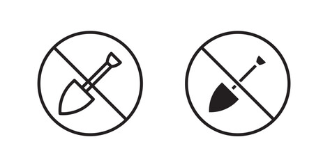 No digging sign vector set vector graphics designs