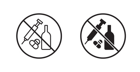 No drugs or alcohol sign vector set vector graphics designs