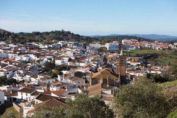 Naklejka premium A view over the town of Cortegana from the castle, province of Huelva, Andalusia, Spain.