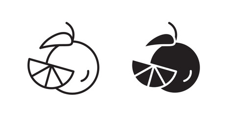 Orange fruit icon set vector graphics designs