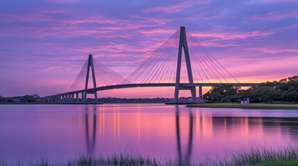 Fototapeta premium Serene Sunset over Bridge