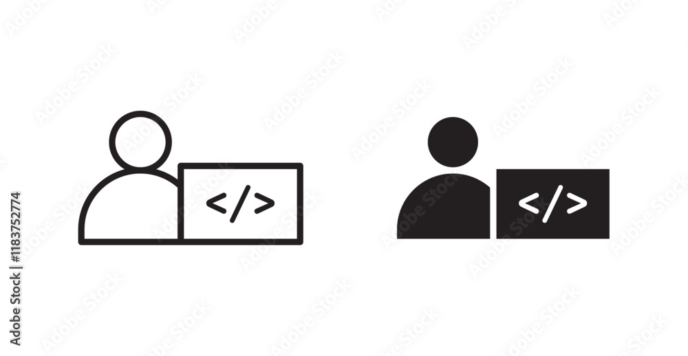 Wall mural programmer icon set vector graphics designs
