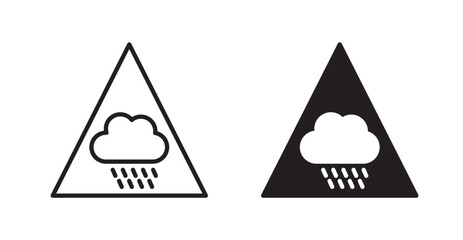 Rain warning signs set vector graphics designs